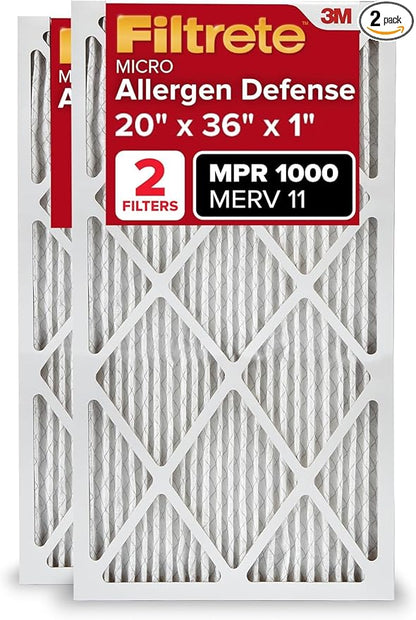 Filtrete 20x36x1 AC Furnace Air Filter, MERV 11, MPR 1000, Micro Allergen by Filtrete
