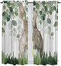 Easter Kitchen Curtains, Country Rabbit Botanical Leaves Wooden Grain Light by Unknown