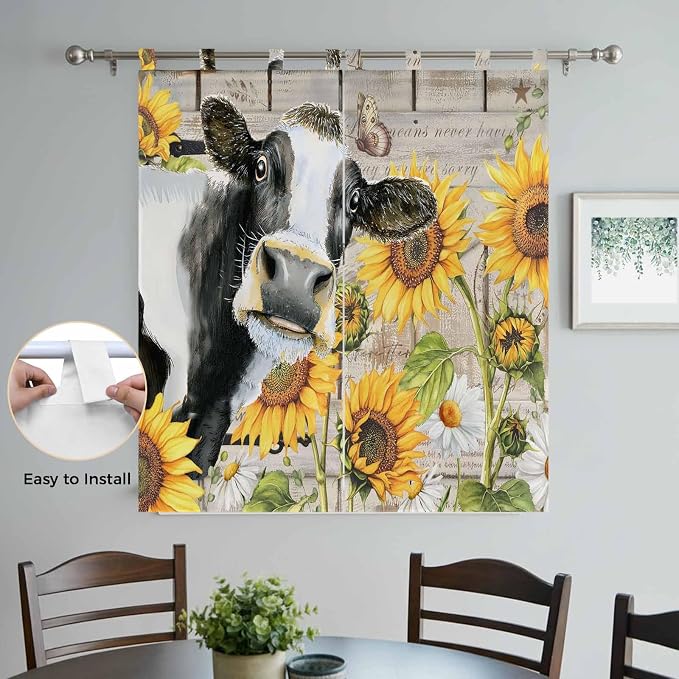 Yellow Sunflowers Living Room Curtains 84 Inch Length, Window Curtains Tab Top - Image 4