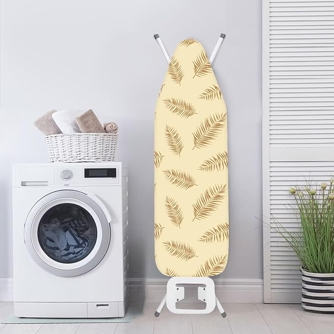 ZCFYGDX Ironing Board Covers,Elastic Edge 3 Bottom Nylon Buckle Straps, Stain Resistant & Resistant Scorch, Easy to Installation Fasteners Minimalist Palm Leaf Print Decor Size-XL 15 x 54