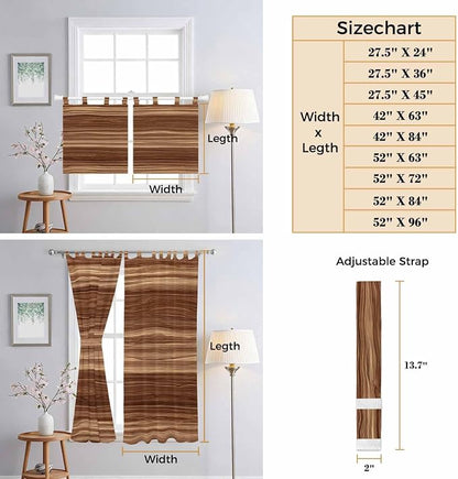 Brown Western Kitchen Curtains 36 Inch Length, Small Window Curtains Tab Top - Image 8