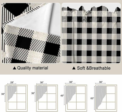 Swag Curtain Valances for Kitchen Windows, Farm Wooden House Black Buffalo - Image 4