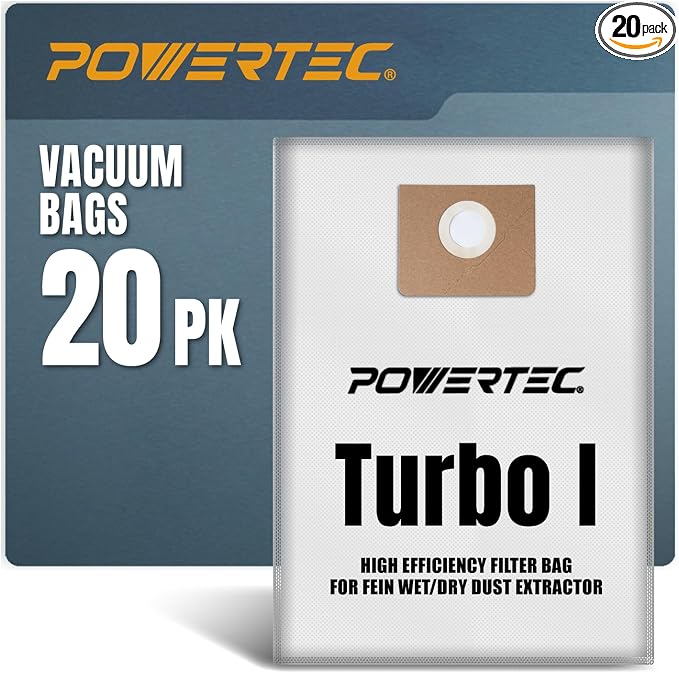 POWERTEC Turbo I, 9-20-27 Fleece Filter Bags 20PK, by POWERTEC