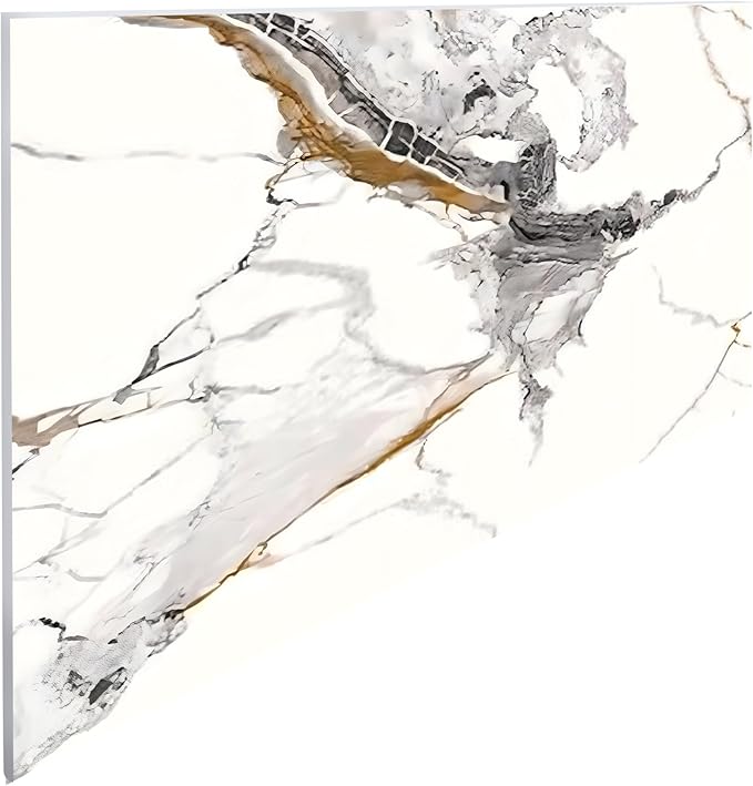 Dundee Deco Faux Marble Wall Panels - 2 ft X 4 ft - Glossy, Waterproof Indoor Wall Cladding - White, Black, Brown Veins - Set of 4 - Covers 31 sq ft