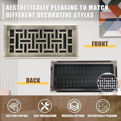 Air Floor Vent Adjustable Register 4x12 Inch Floor Register Vents - Image 2