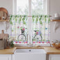 Spring Kitchen Curtains, Bicycles Botanical Leaves Rose Colorful Stripes Light by Unknown