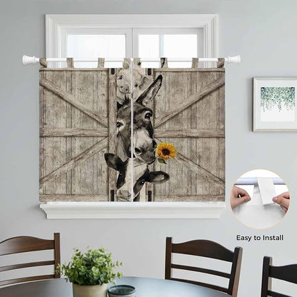 Funny Farm Animals Bedroom Curtains 63 Inch Length, Window Curtains Tab Top - Image 4