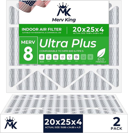 MervKing 20x25x4 Air Filter Actual Size: 19.88" x 24.88" x 4.31" MERV 8 MPR by MervKing