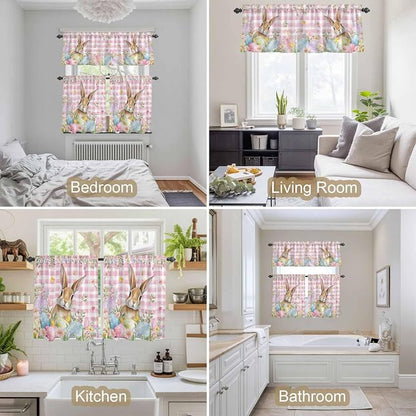 Kitchen Curtains Tiers and Valance Set of 3, Easter Light Filtering Window - Image 7