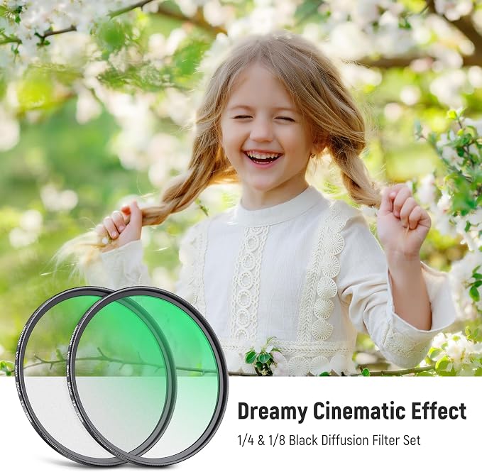 NEEWER 77mm 1/4 & 1/8 Black Diffusion Camera Lens Filter 2 Pack Set, Dreamy - Image 2