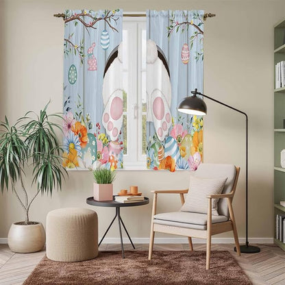 Easter Window Curtains 63 Inch Long 2 Panel Set, Rod Pocket Bedroom Curtains & - Image 7