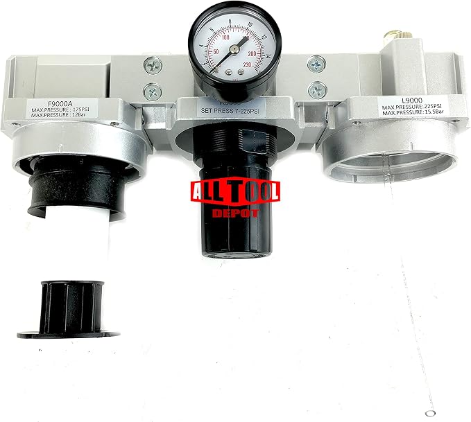 1" NPT SUPER DUTY Compressed Air In Line Filter Regulator Lubricator Oiler Combo - Image 5