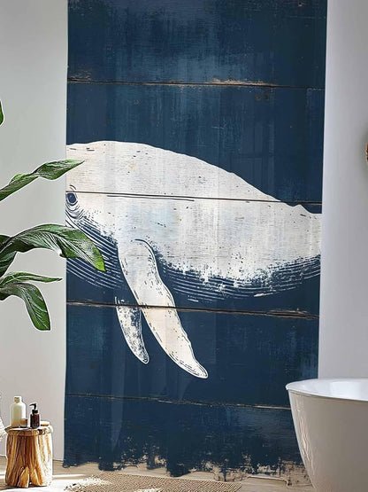 Sheer Curtains 84 Inches Long, Ocean Whale Blue Semi Sheer Curtains Light - Image 4