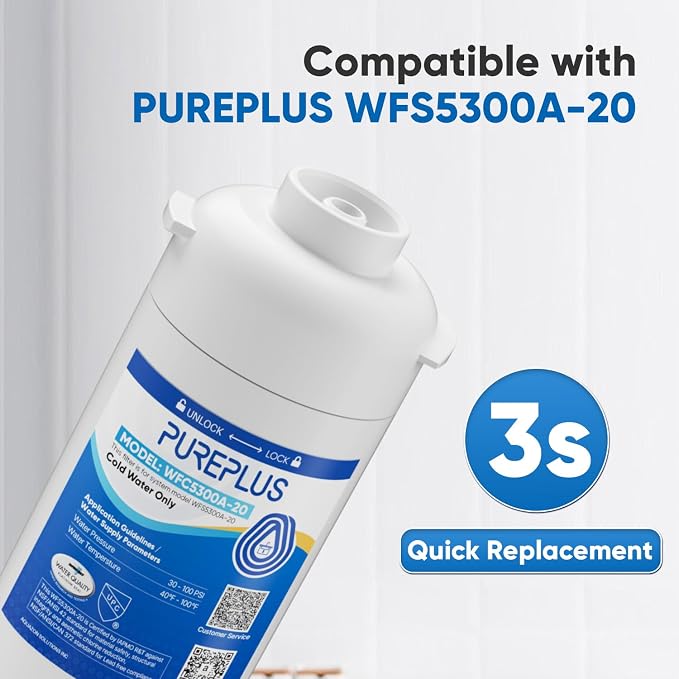 PUREPLUS WFC5300A-20 Under Sink Water Filter, 000 Gallons Capacity, 99.99% - Image 2