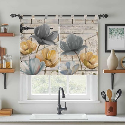 Spring Tulips Flower Bedroom Curtains 63 Inch Length, Window Curtains Tab Top - Image 3