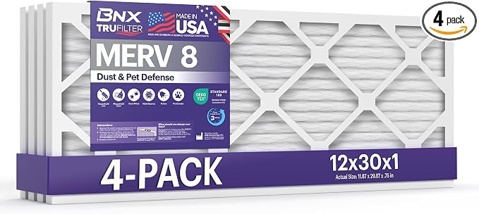 BNX TruFilter 12x30x1 Air Filter MERV 8 by BNX
