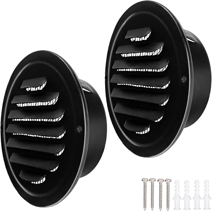 4 Inch Black Soffit Vent Cover, LouanXpert Stainless Steel Round Air Vent Cover by LouanXpert