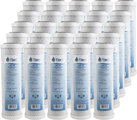 Tier1 5 Micron 10 Inch x 2.5 Inch | 25-Pack Whole House Carbon Block Water by Tier1