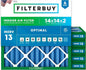 Filterbuy 14x14x2 Air Filter MERV 13 Optimal Smoke & Allergy Defense, by Filterbuy