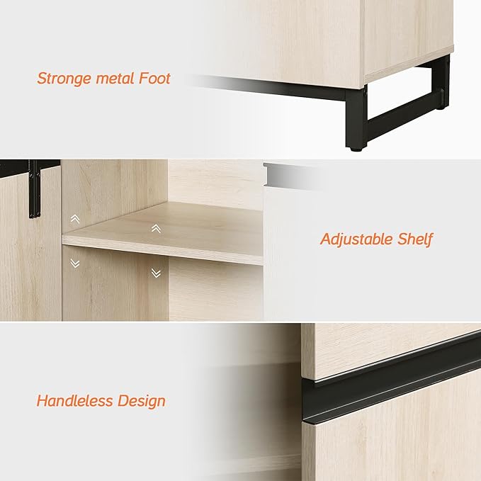 WAMPAT Modern TV Stand for TVs up to 120 inch, 4 in 1 Wood Entertainment Center TV Console Table with Adjustable Shelves and Metal Base for Living Room,Bedroom,Light Oak