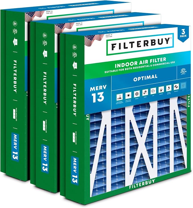Filterbuy 21x21.5x5 Air Filter MERV 13 Optimal Smoke & Allergy Defense by Filterbuy