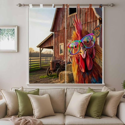 Farm Rooster Bathroom Curtains 63 Inch Length, Window Curtains Tab Top - Image 9