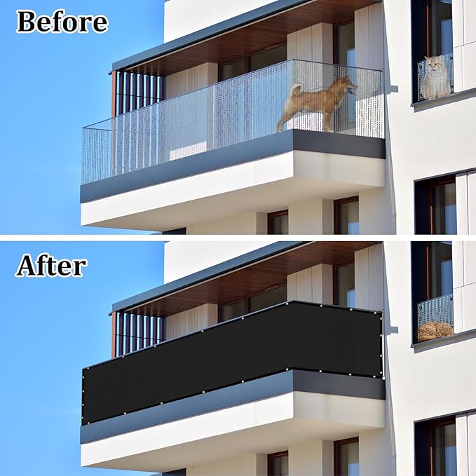 UPGRADE Balcony Privacy Screen Fence 6'X13' Outdoor HDPE Mesh Panels - Image 2