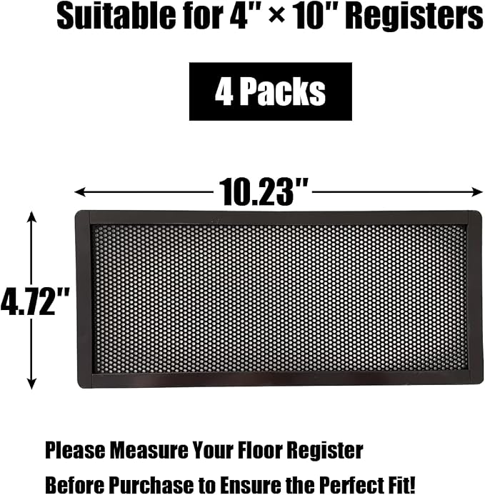 Floor Register Vent Cover- 4"x10" Magnetic Air Vent Screen Mesh Cover - Image 7