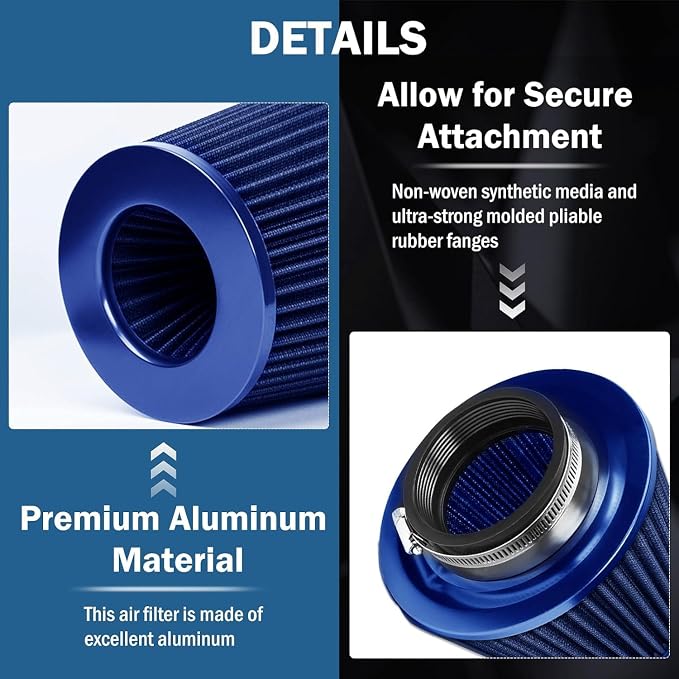 Universal Clamp-On Air Intake Filter, High Performance, Washable Filter - Image 9