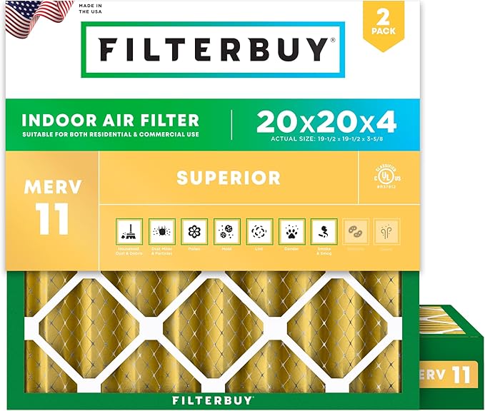 Filterbuy 20x20x4 Air Filter MERV 11 Superior Pet & Allergy Defense, by Filterbuy