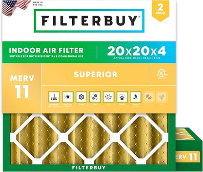 Filterbuy 20x20x4 Air Filter MERV 11 Superior Pet & Allergy Defense, by Filterbuy