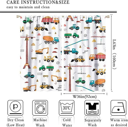 Construction Window Curtains, Kids Cartoon Construction Machines Building Hand - Image 4