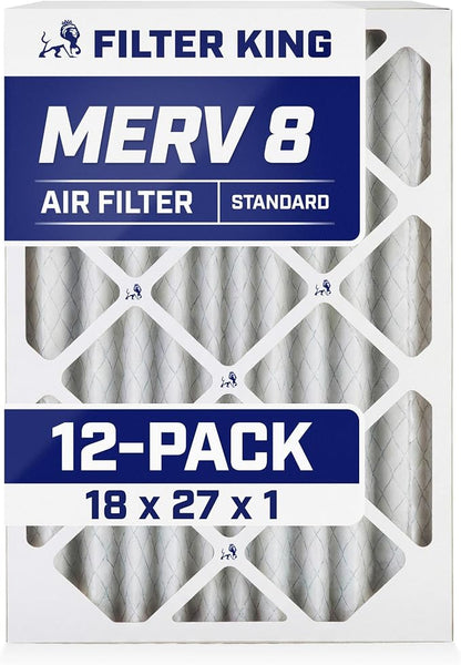 Filter King 18x27x1 Air Filter | 12-PACK | MERV 8 HVAC Pleated A/C Furnace by FilterKing