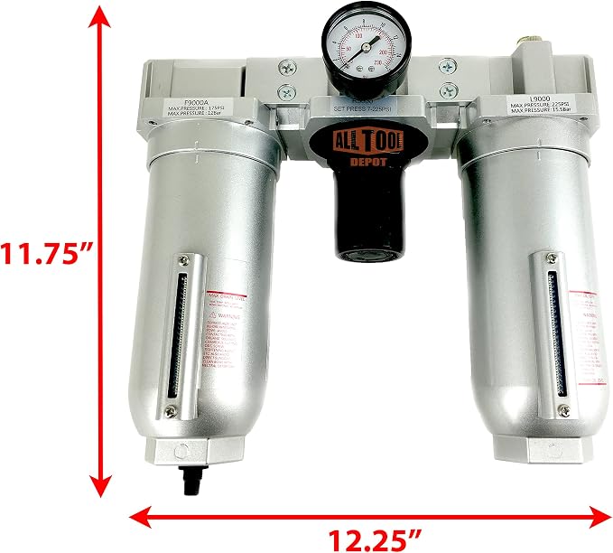 3/4" NPT SUPER DUTY Compressed Air In Line Filter Regulator Lubricator Oiler - Image 2