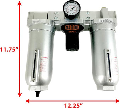 3/4" NPT SUPER DUTY Compressed Air In Line Filter Regulator Lubricator Oiler - Image 2