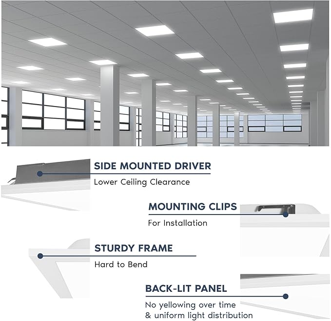LUXRITE 2x2 FT LED Flat Panel Light, 5CCT Color Selectable 3000K 3500K 4000K 5000K 6500K, Wattage Selectable 20W/30W/40W, 5000 Lumens, LED Drop Ceiling Lights, 0-10V Dimmable, DLC & ETL (16 Pack)
