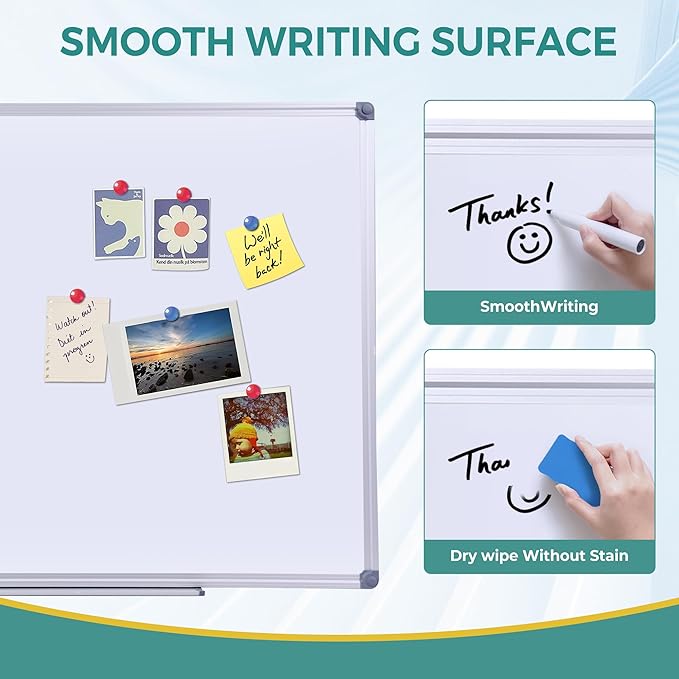 Magnetic Whiteboard -2 Pack 60" x 40" Large Magnetic Dry Erase Board with Removable Marker Tray| Wall-Mounted Aluminum Message Presentation White Board for Home Office Classroom