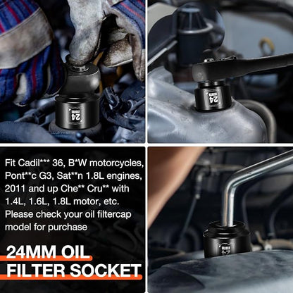 BLACKROBOT 24mm Low Profile Oil Filter Socket, 3/8" Drive 6-Point Oil Filter - Image 7