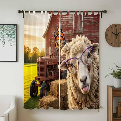 Farm Sheep Living Room Curtains 96 Inch Length, Window Curtains Tab Top - Image 2