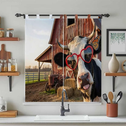 Farm Cows Living Room Curtains 84 Inch Length, Window Curtains Tab Top - Image 3