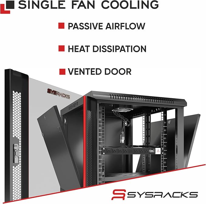 Sysracks 22U Wall Mount Server Rack Cabinet, 19” Locking Network Rack, 24” Deep - Image 2