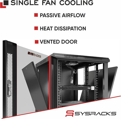 Sysracks 18U Wall Mount Server Rack Cabinet, 19” Locking Network Rack, 24” Deep - Image 2