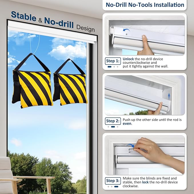 MANSNIX Smart Motorized Blinds with Remote, Cordless No-Drill Automatic Roller Shades, Blackout Electric Blind for Windows, Grey, 32.5 x 72