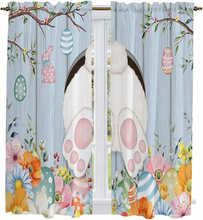 Easter Window Curtains 63 Inch Long 2 Panel Set, Rod Pocket Bedroom Curtains & - Image 2