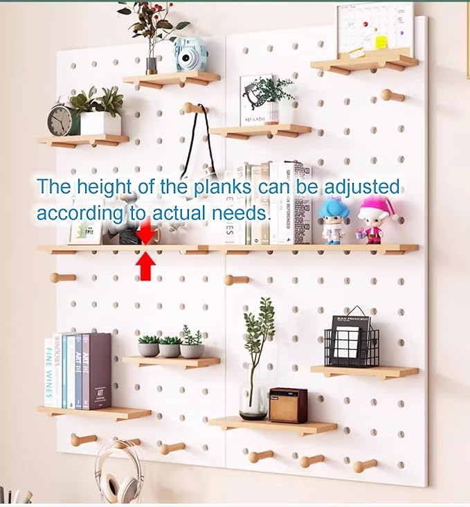 Wooden Wall Organizer Kit - Versatile Display Panel for Bedroom, Office, Bathroom - Wall-Mounted Storage Set (Oak, 60x120CM) - Ideal for Home & Study