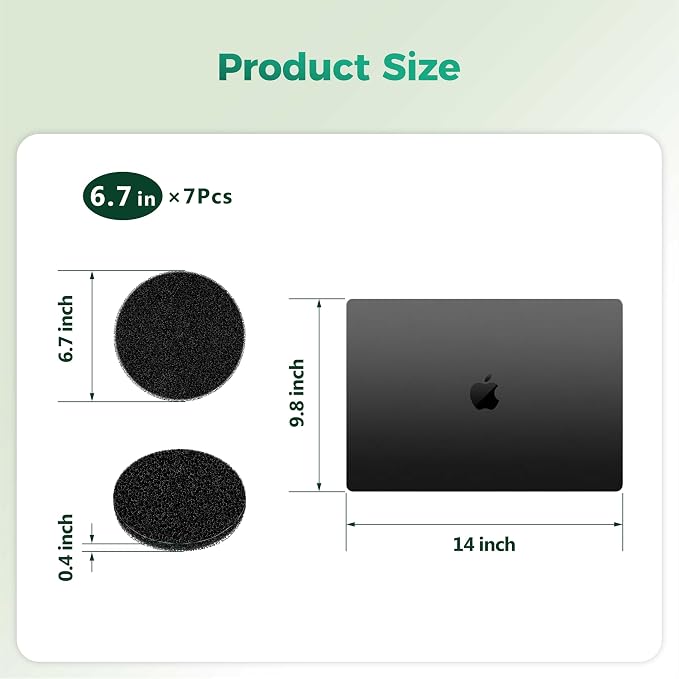 Polyurethane Activated Charcoal Filters -7 Pack 6.7 Inch Round Strong Odor - Image 2
