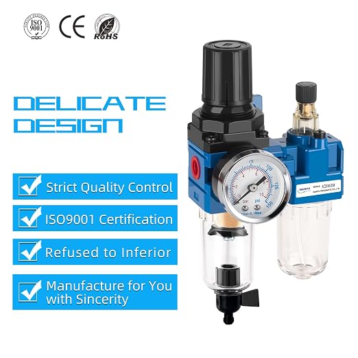 NANPU 1/4" NPT Compressed Air Filter Regulator Lubricator Combo, Water/Oil Trap - Image 6
