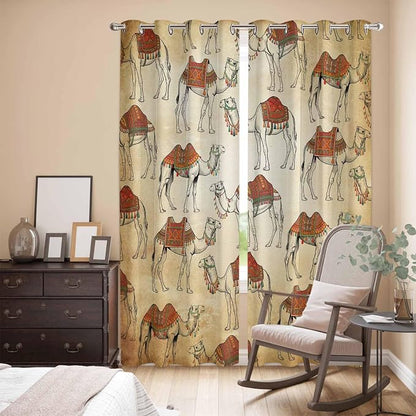 2 Panel Kitchen Cafe Curtains, Desert Sand Camel Sunlight Filtering Nature Air - Image 3