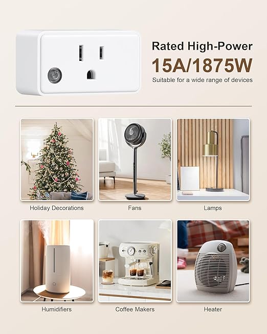 TREEWELL Remote Control Outlet, 200FT Long Range Wireless Light Switch, Mini Electrical Outlet Plug, 15A/1875W High-Power for Lamps, Lights, Household Appliances, FCC & ETL Listed