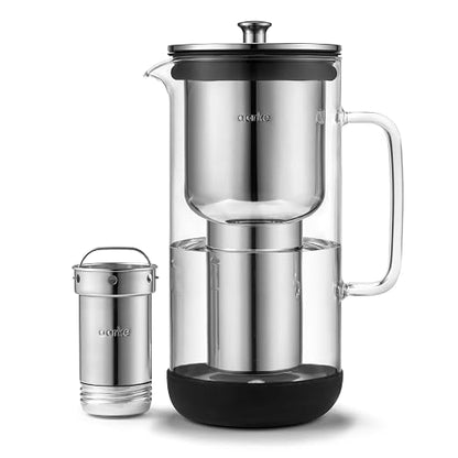 Aarke Purifier Glass Water Pitcher, Refillable Stainless Steel Filter, 8-Weeks by aarke
